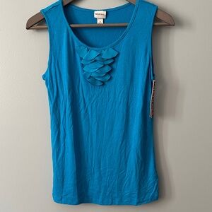 Merona Small Blue Sleeveless Petal Ruffle Front Tank Sleeveless Top NWT